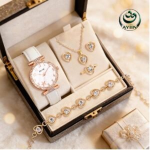 Ayiin Luxury Heart Crystal Gift Set – Watch & Jewellery Collection 001