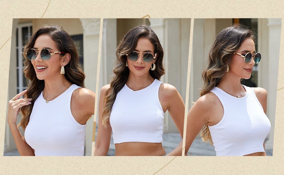 Europe and the United States new retro double-beam metal round leopard head UV Sunglasses