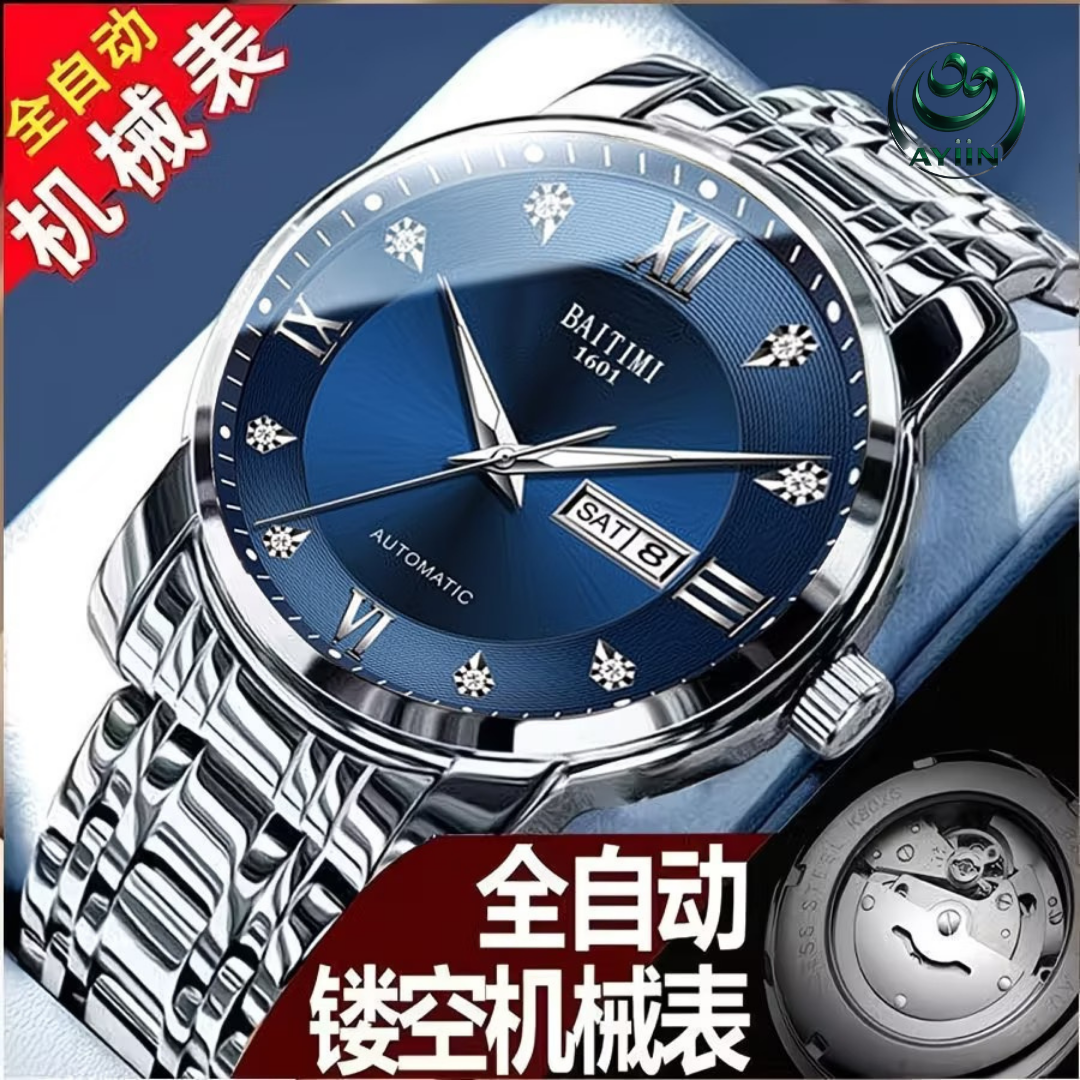 Switzerland advanced calendar light luxury flying wheel hollow men's watch luminous waterproof [No battery]