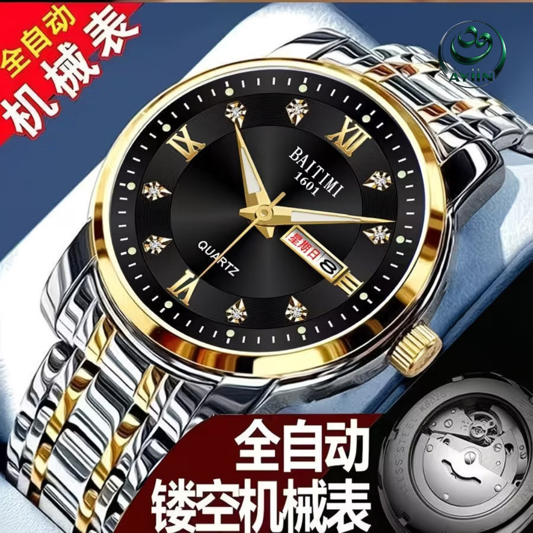 Switzerland advanced calendar light luxury flying wheel hollow men's watch luminous waterproof [No battery]