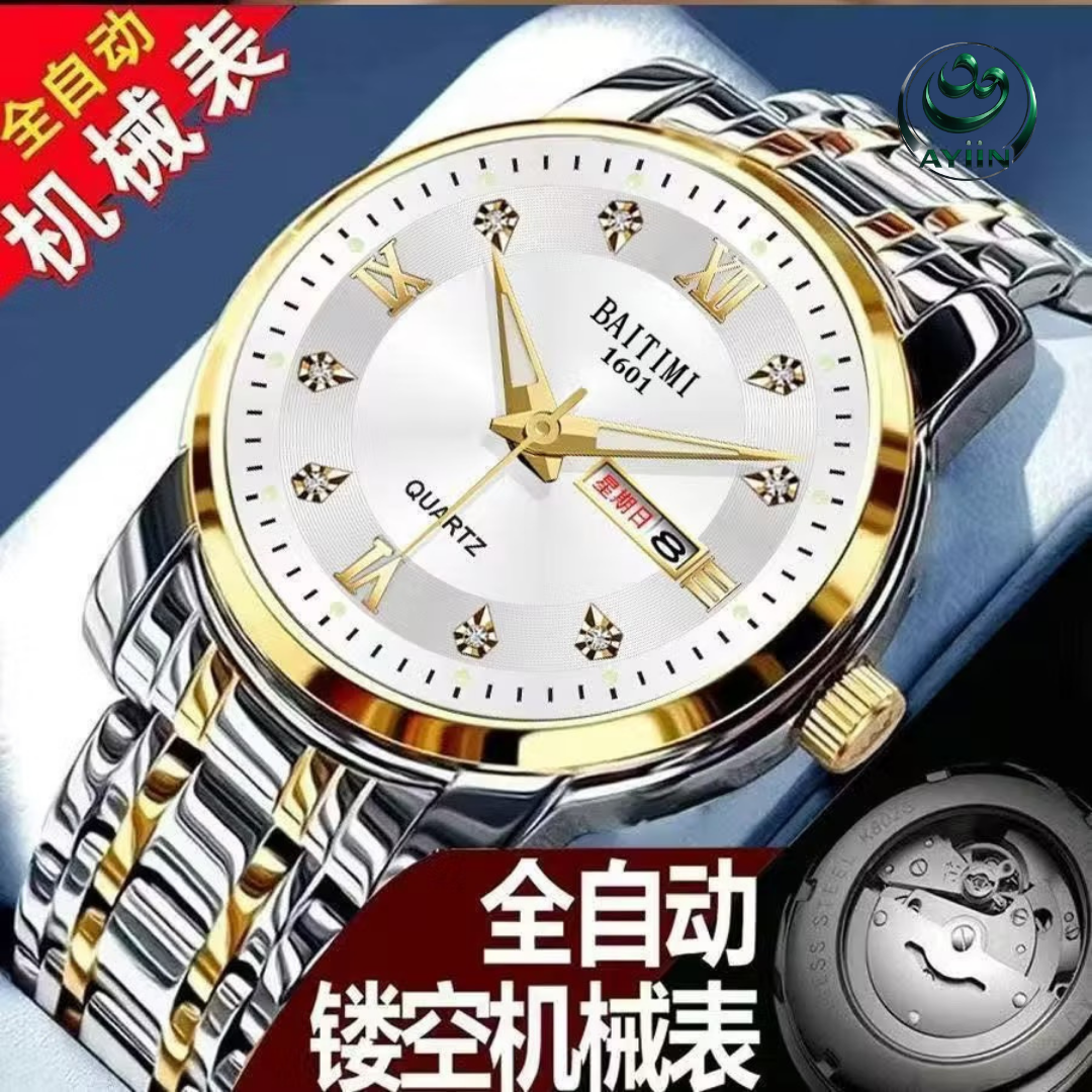 Switzerland advanced calendar light luxury flying wheel hollow men's watch luminous waterproof [No battery]