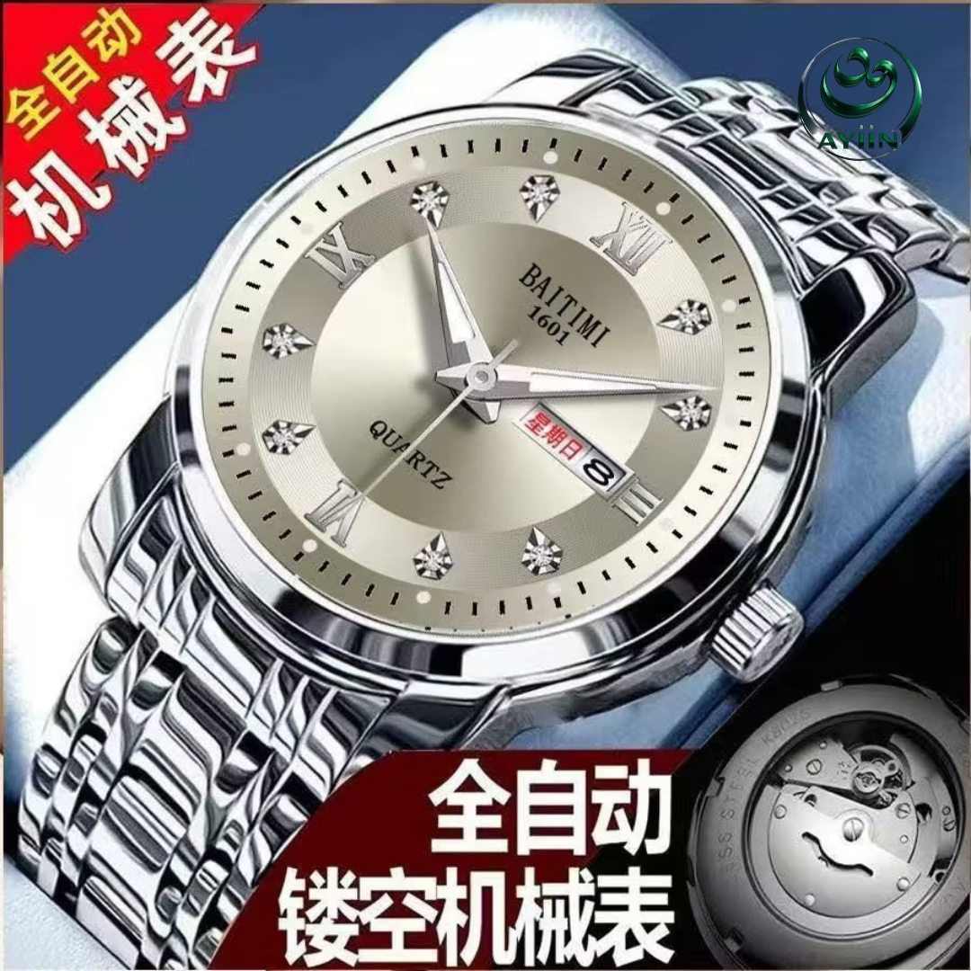 Switzerland advanced calendar light luxury flying wheel hollow men's watch luminous waterproof [No battery]