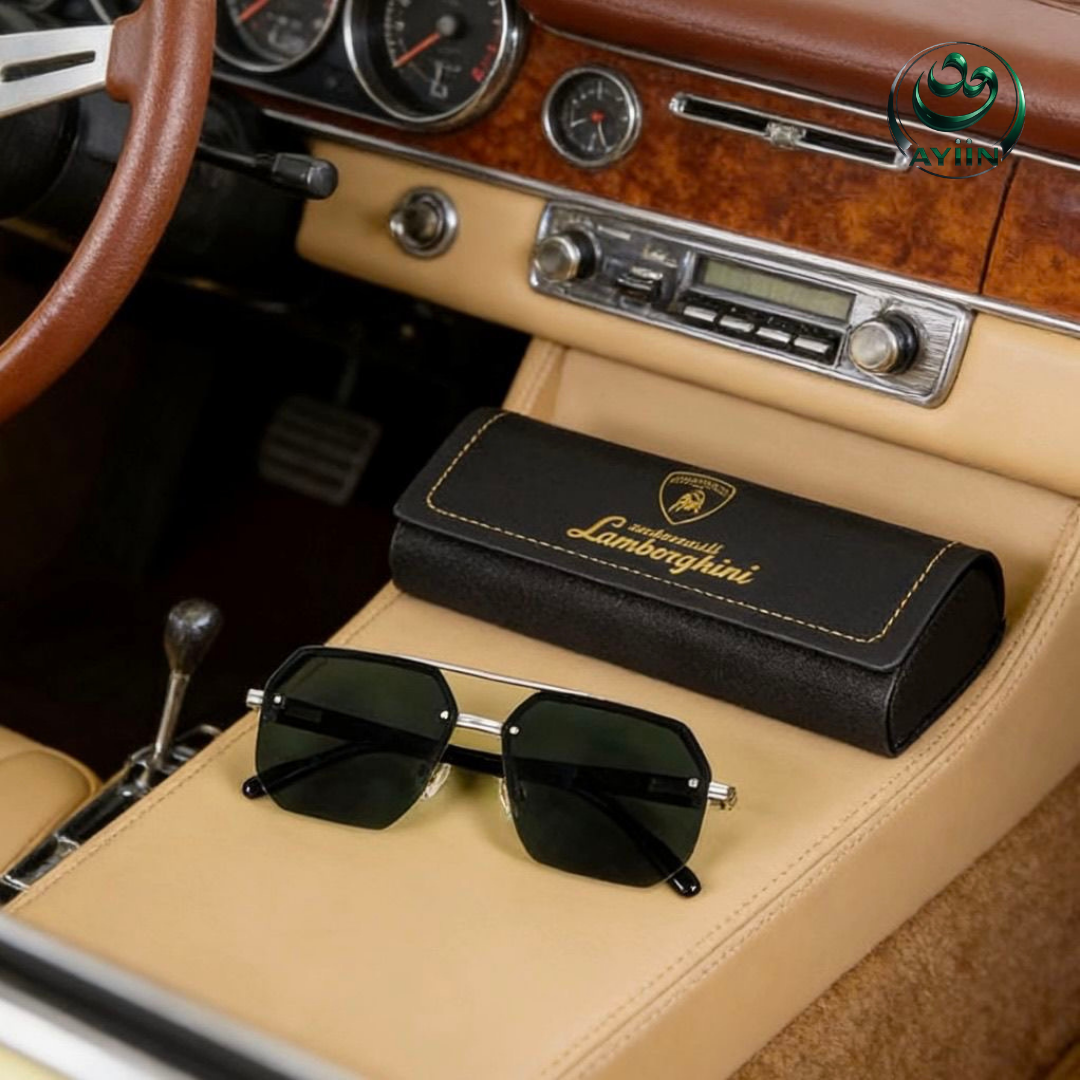 2026 New Lamborghini Vintage Sunglasses – Premium Leather-Style Frame, UV Protection, High-Quality Fashion Sunglasses for Men