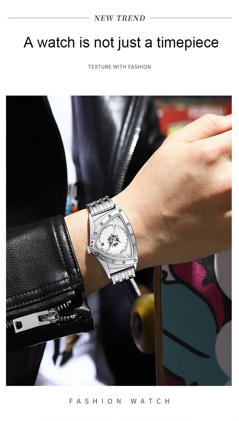 Wormhole Concept Men’s Triangular Quartz Watch – Premium Trendy Skeleton Design, Unique Hip-Hop Style
