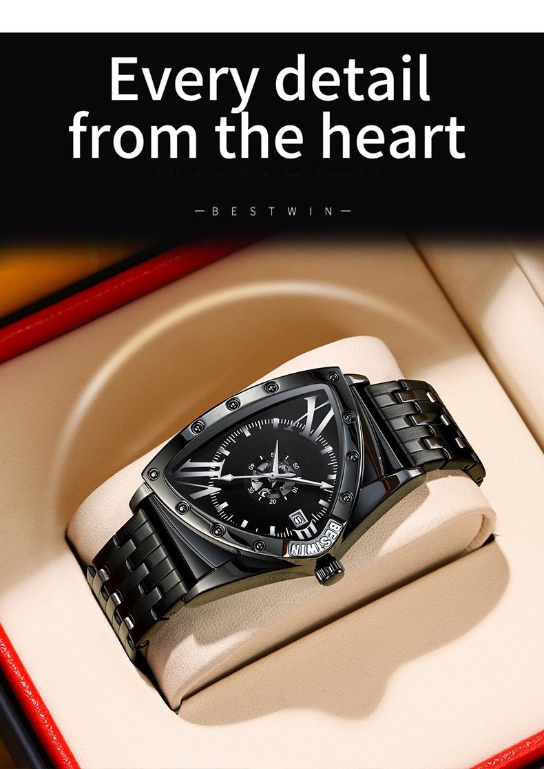 Wormhole Concept Men’s Triangular Quartz Watch – Premium Trendy Skeleton Design, Unique Hip-Hop Style