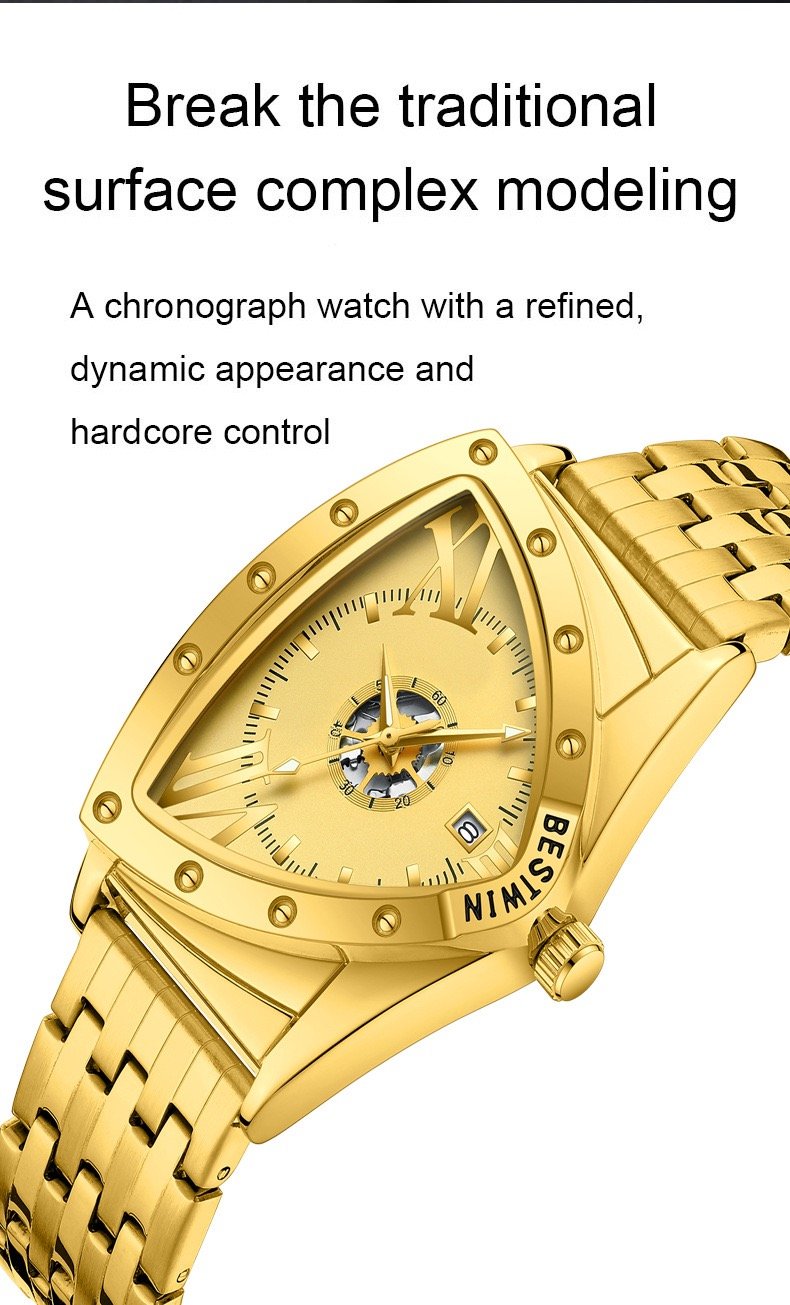 Wormhole Concept Men’s Triangular Quartz Watch – Premium Trendy Skeleton Design, Unique Hip-Hop Style