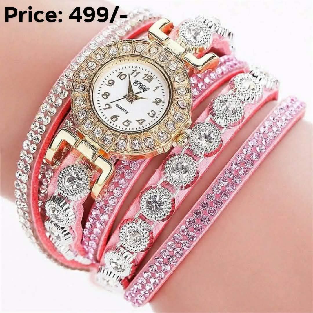 New Fashion Women’s Rhinestone Bracelet Watch – Stainless Steel Jewelry-Style Wristwatch with Numbered Dial