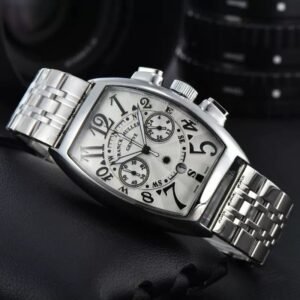 Frank Muller 2024 Men’s Stainless Steel 5-Hand Quartz Multifunction Watch – Sweeping Seconds Hand, Fashion Business Wristwatch