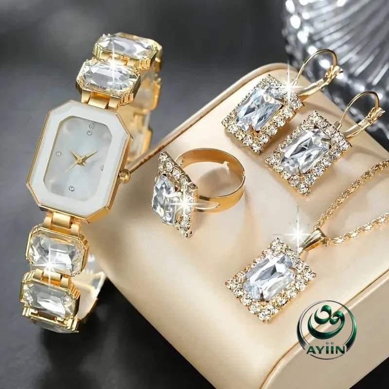 New “Rock Candy” Women’s Watch & Jewelry Set – Elegant White Bracelet Watch Set