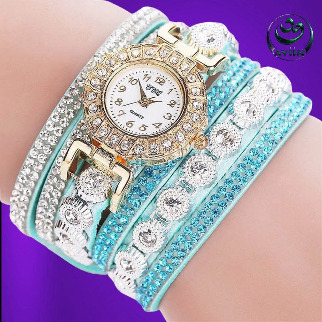 New Fashion Women’s Rhinestone Bracelet Watch – Stainless Steel Jewelry-Style Wristwatch with Numbered Dial
