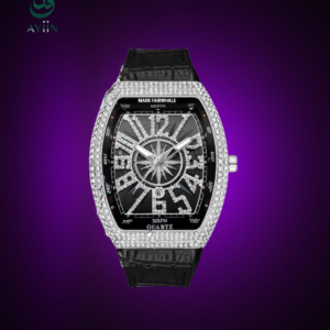 Mark Fairwhale Barrel-Shaped Full Diamond Quartz Watch – Cross-Border Fashion Calendar Wristwatch