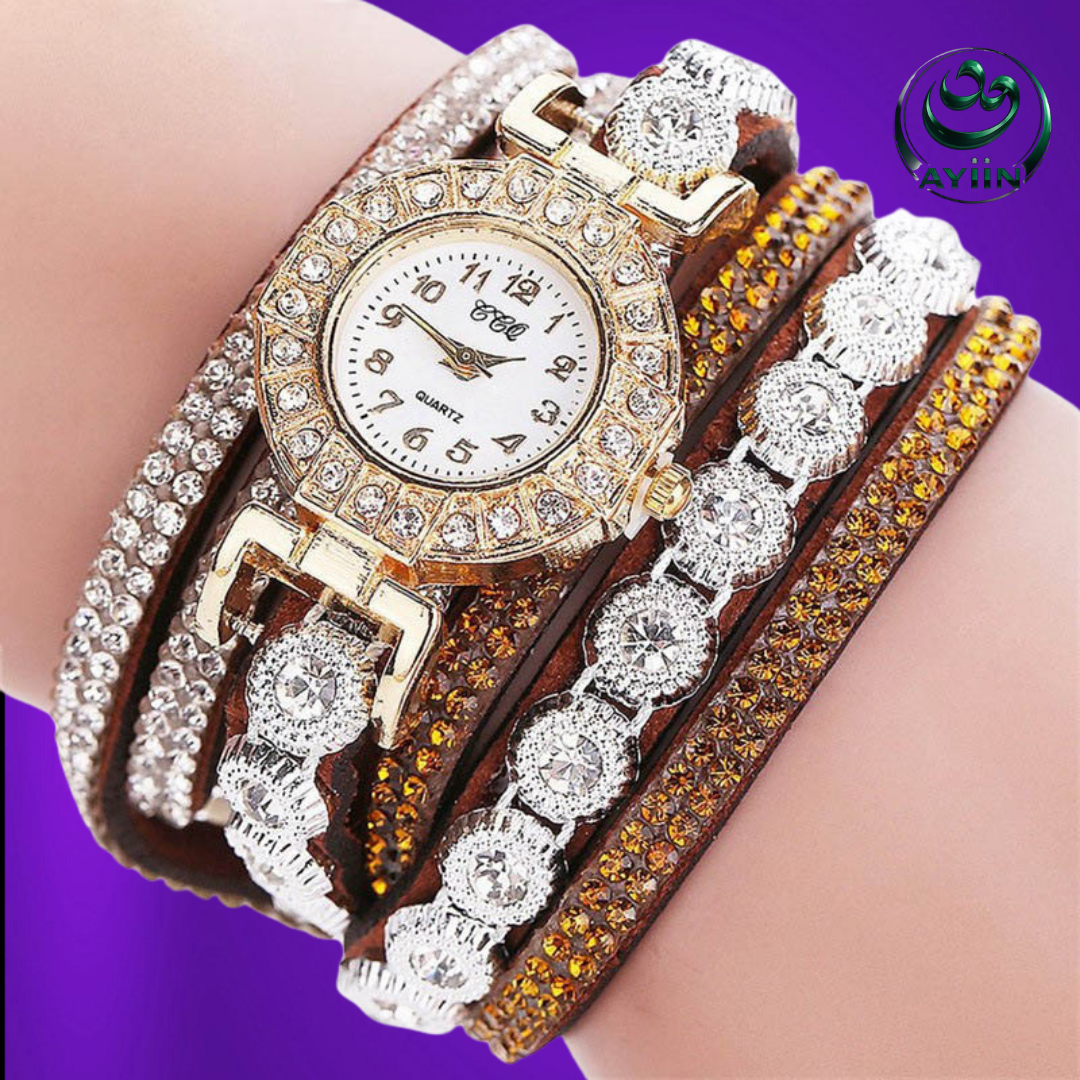New Fashion Women’s Rhinestone Bracelet Watch – Stainless Steel Jewelry-Style Wristwatch with Numbered Dial