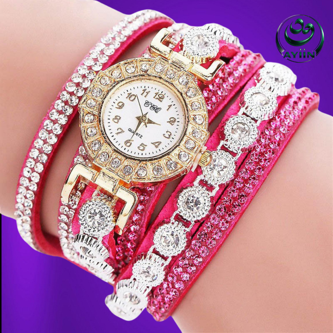 New Fashion Women’s Rhinestone Bracelet Watch – Stainless Steel Jewelry-Style Wristwatch with Numbered Dial