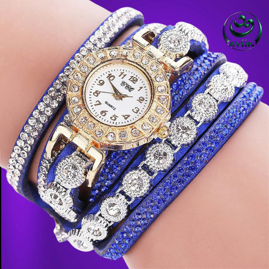 New Fashion Women’s Rhinestone Bracelet Watch – Stainless Steel Jewelry-Style Wristwatch with Numbered Dial