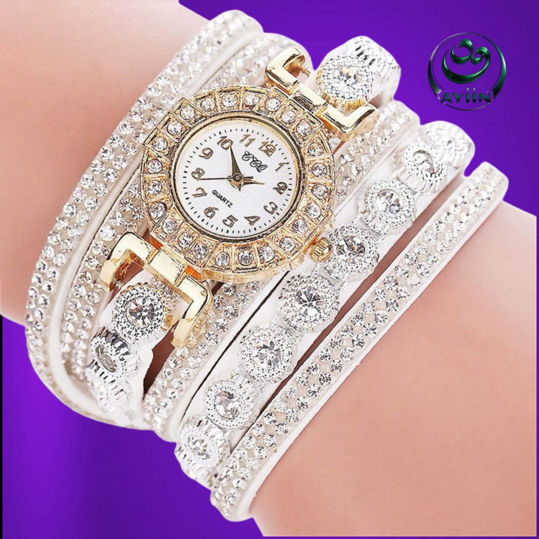 New Fashion Women’s Rhinestone Bracelet Watch – Stainless Steel Jewelry-Style Wristwatch with Numbered Dial