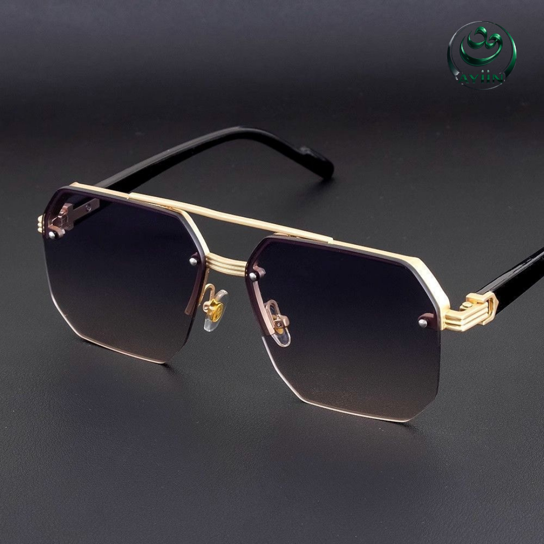 2026 New Metal Rectangular Sunglasses – UV Protection, Large Oversized Frame, Suitable for Round & Oval Faces