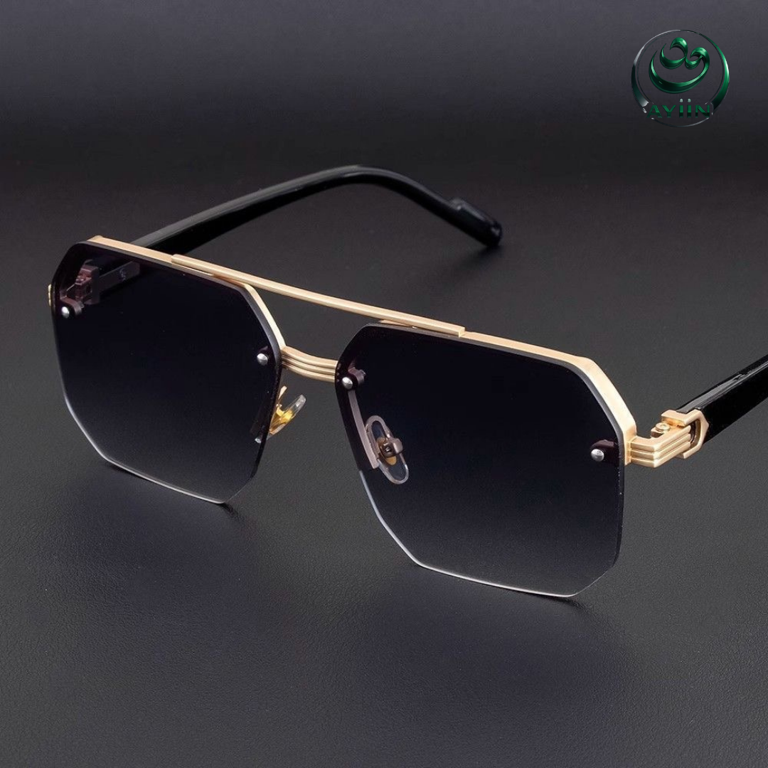 2026 New Metal Rectangular Sunglasses – UV Protection, Large Oversized Frame, Suitable for Round & Oval Faces