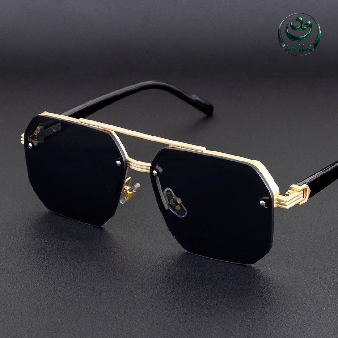 2026 New Metal Rectangular Sunglasses – UV Protection, Large Oversized Frame, Suitable for Round & Oval Faces