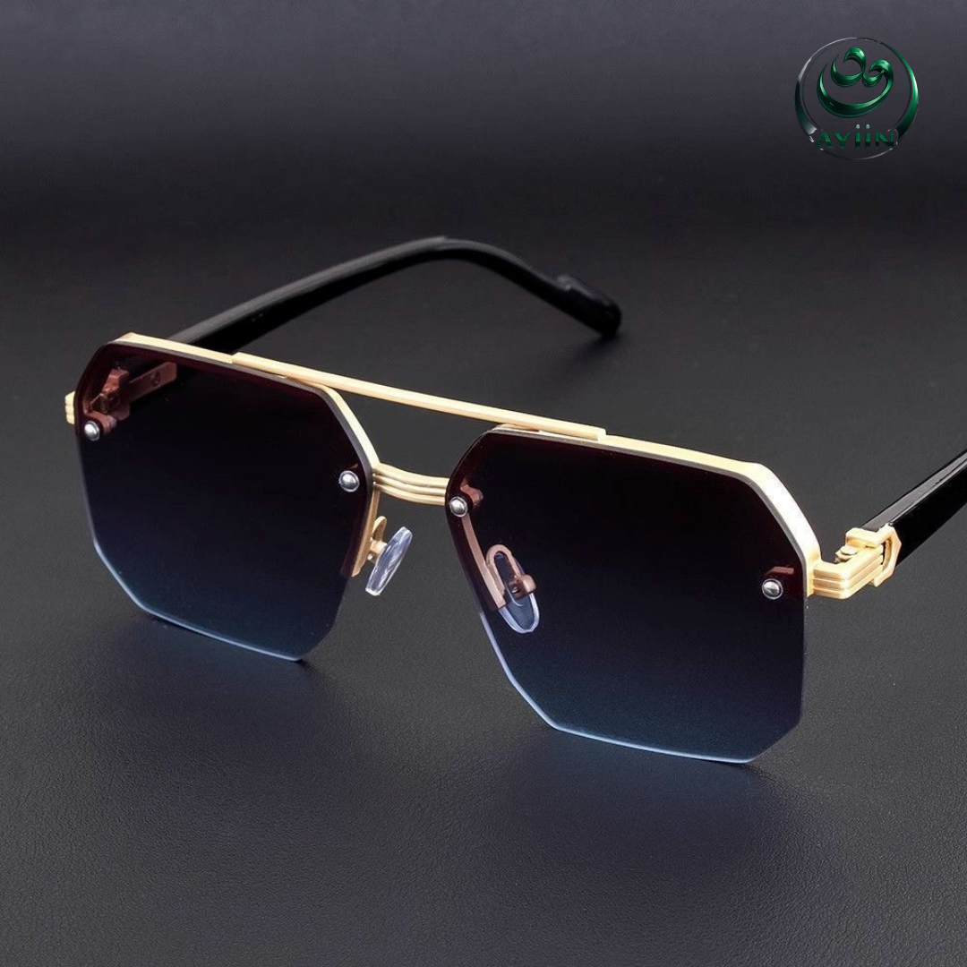 2026 New Metal Rectangular Sunglasses – UV Protection, Large Oversized Frame, Suitable for Round & Oval Faces