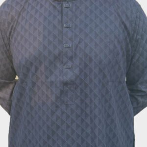 Premium Blue Men’s Panjabi – Geometric Pattern
